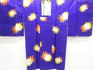 大正ロマン　抽象花模様織り出し銘仙ロング道行コート